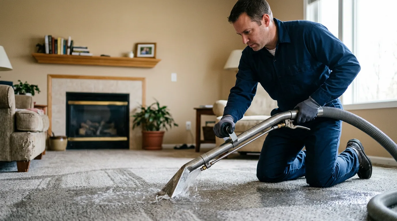 Water damage restoration technician working near Marysville, OH